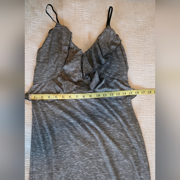Max Studio Boho Gray Maxi Dress Ruffle Bust Spaghetti Strap Reformation Style M - Picture 7 of 7